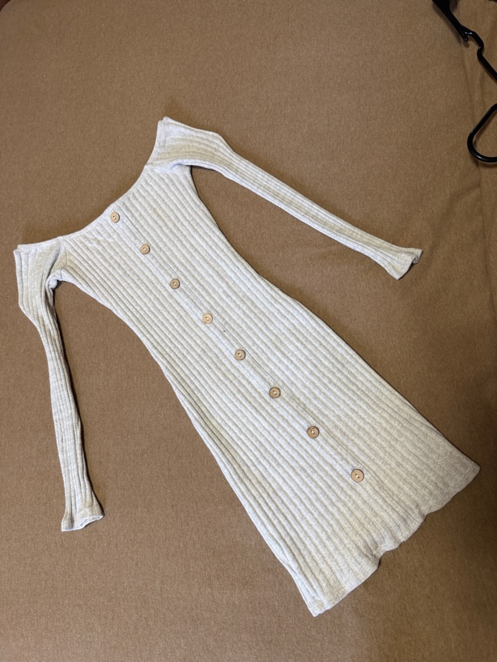 Windsor Grey Ribbed Button-Front Mini Dress